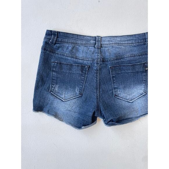 Vtg Y2K L.E.I. Ashley Low Rise Faded Blue Denim Micro Shorts Jorts Junior 11 - Picture 6 of 7
